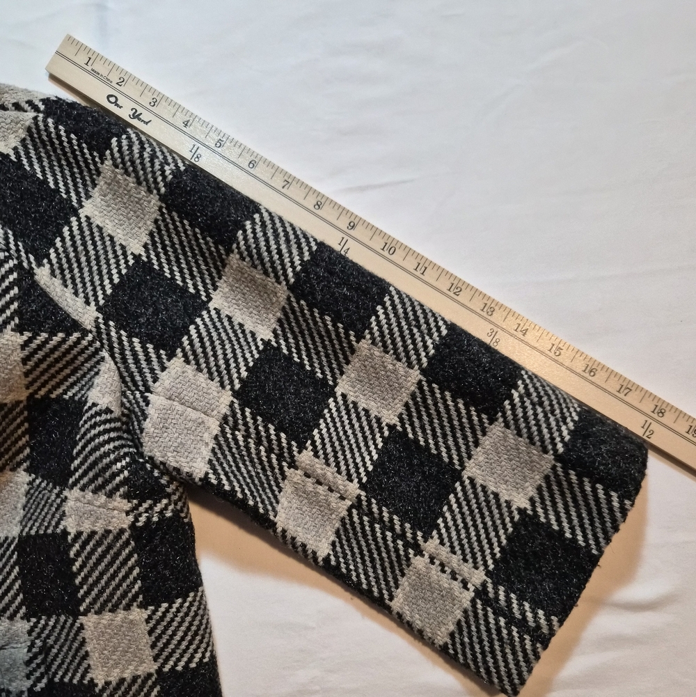 Talbots Italian Fabric Black & White Checkered Plaid Jacket - Size 14P - Picture 8 of 8